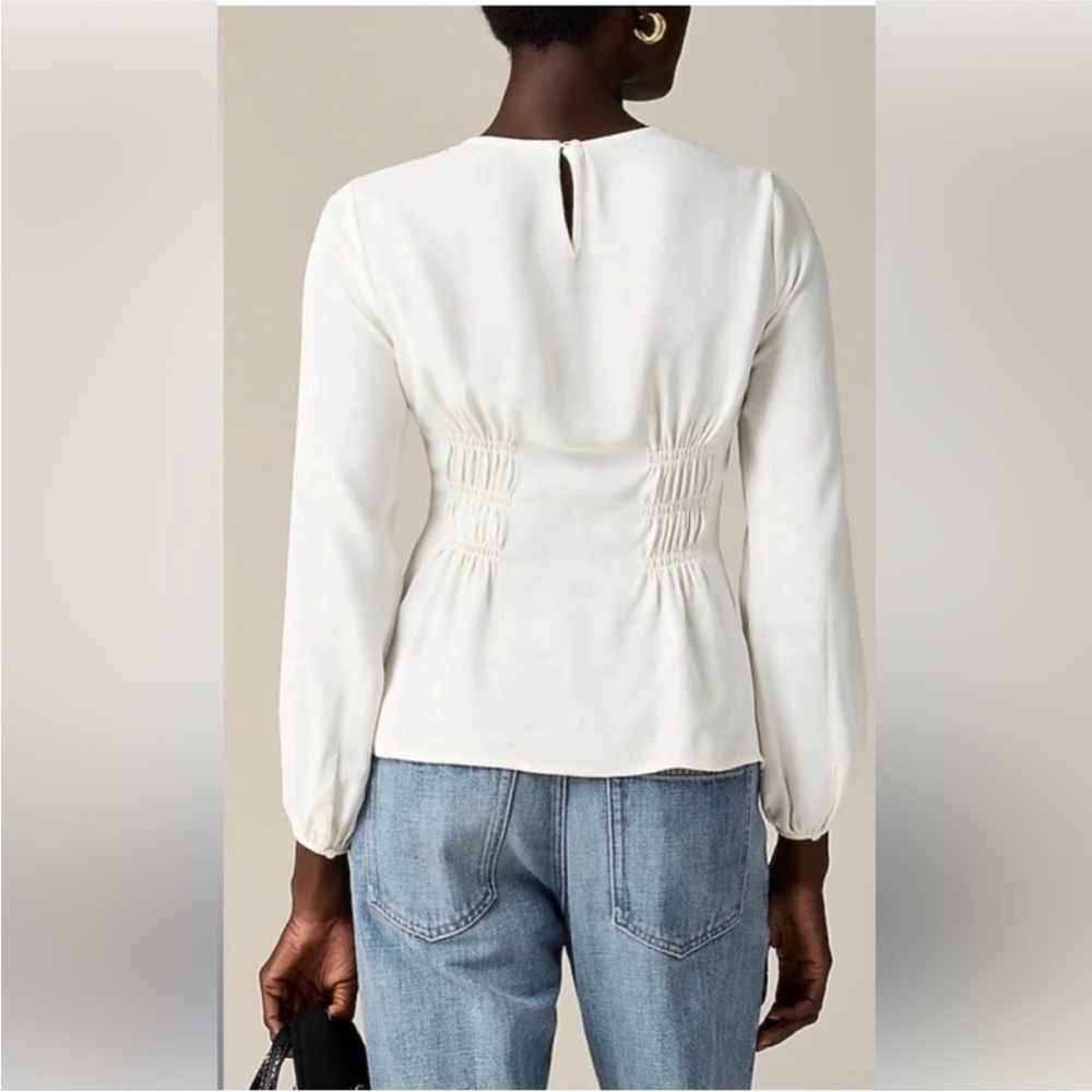 NEW BLACK SHIRRED WAIST JCREW BLOUSE - Picture 3 of 3